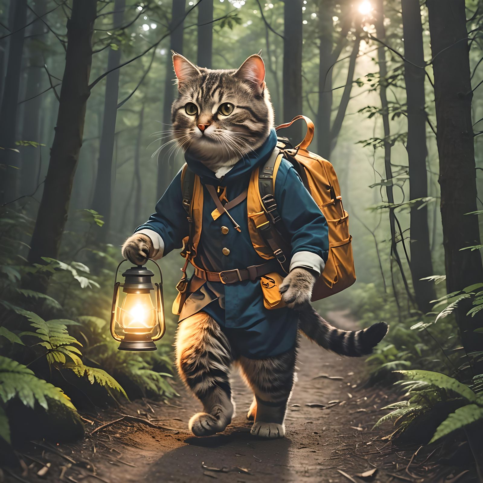 The Adventurous Cat and His Lantern  by @NewAgerJul