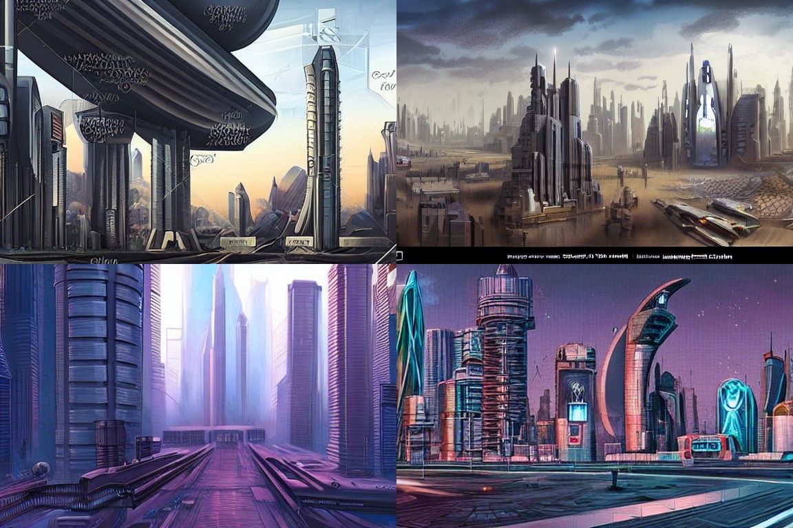 Sci-fi city in the style of American realism