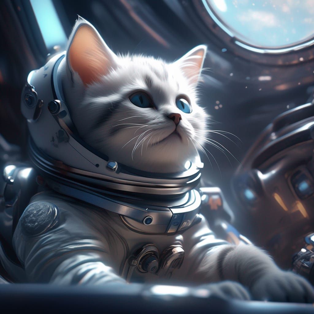 Kitty Astronaut on the ISS  by @BulePanda