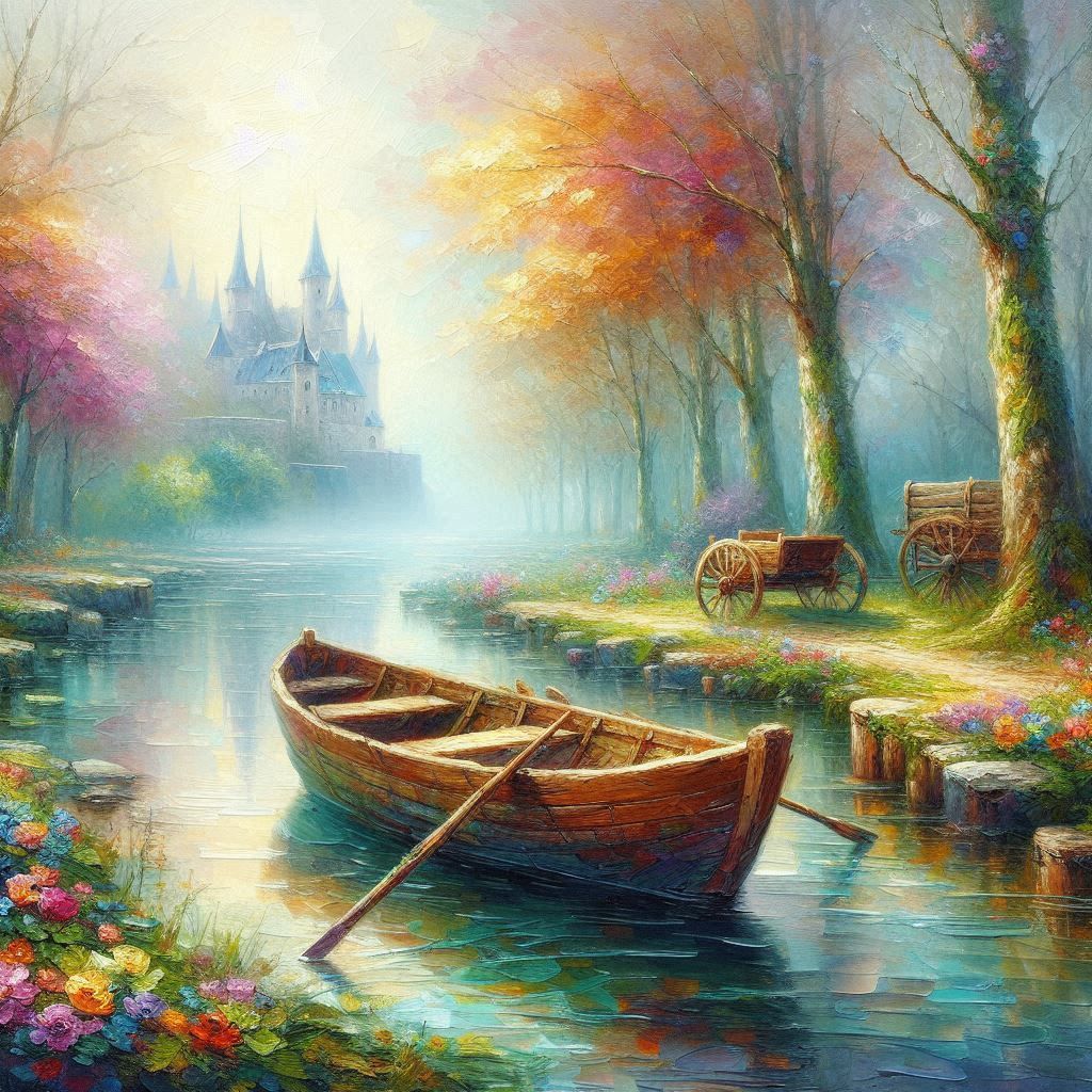 kayak in foggy springtime