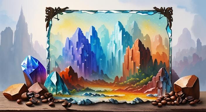 "textures mosaic "Imaginative sunrise landscape scene featur...