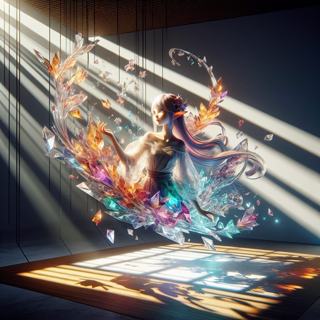 Quartz Elven Girl Concept Art in Hyperrealism