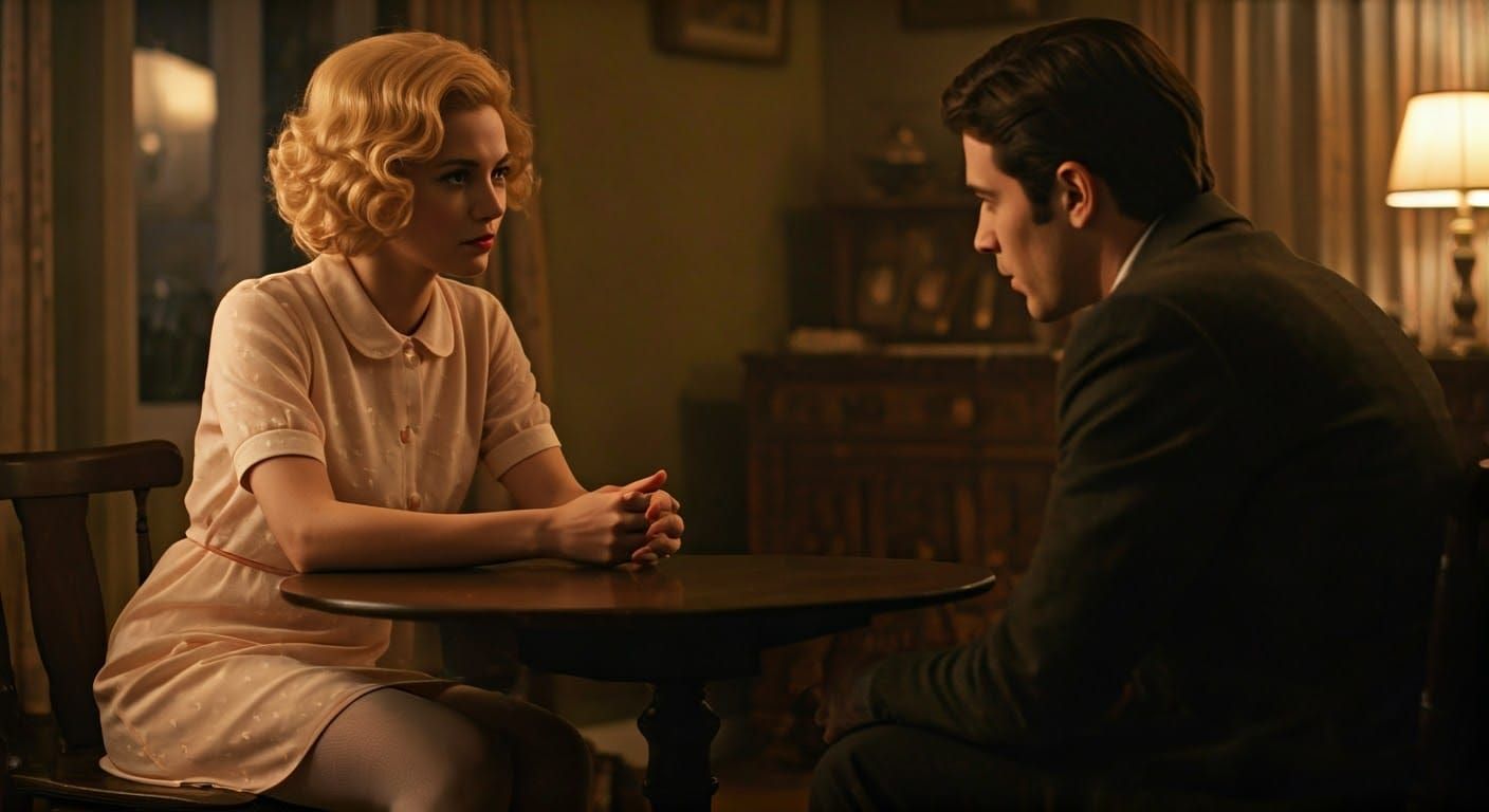 Ethereal 1960s Moment Captured in Cinematic Film Still