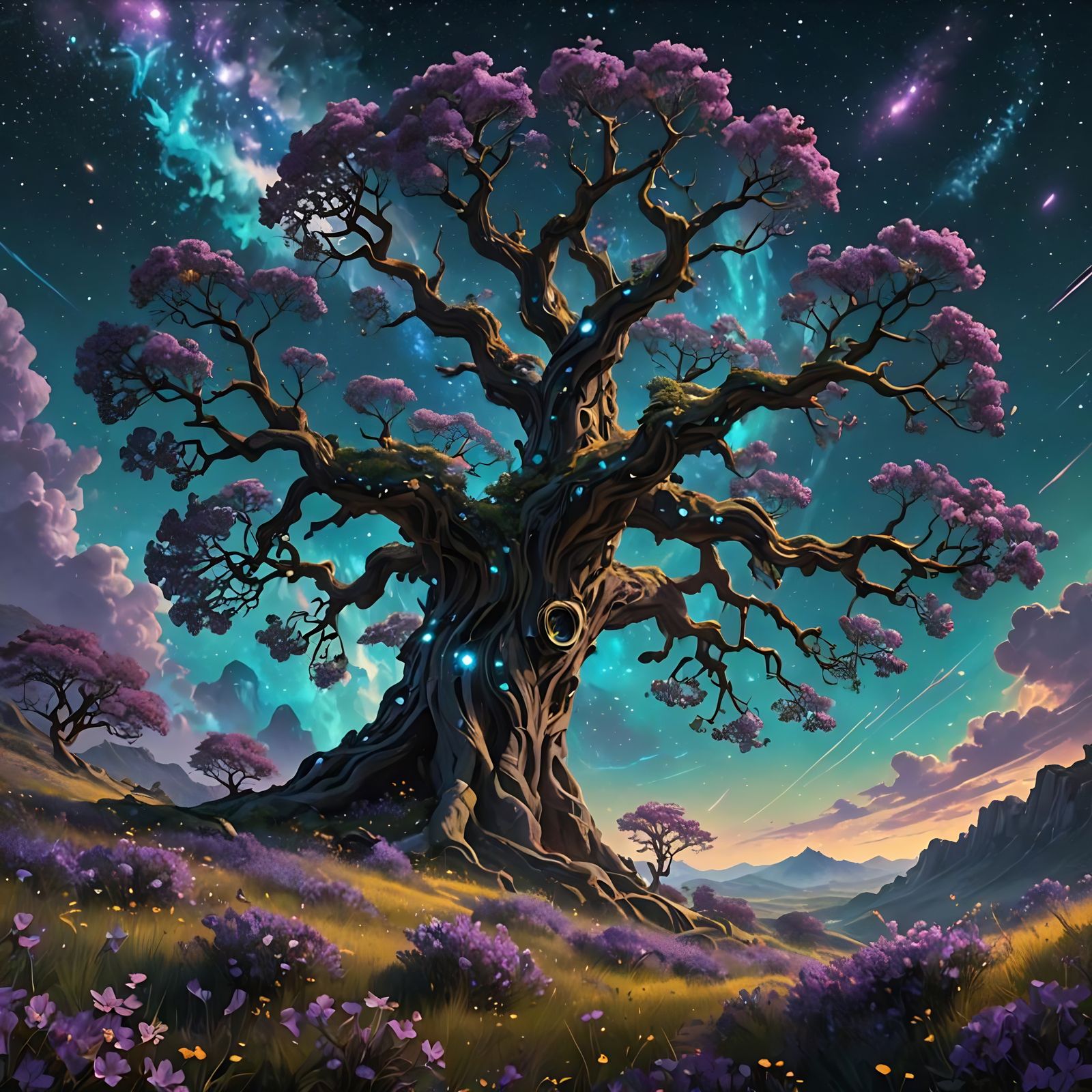 Celestial Bloom in the Valley of Eternity AI Generated Artwork