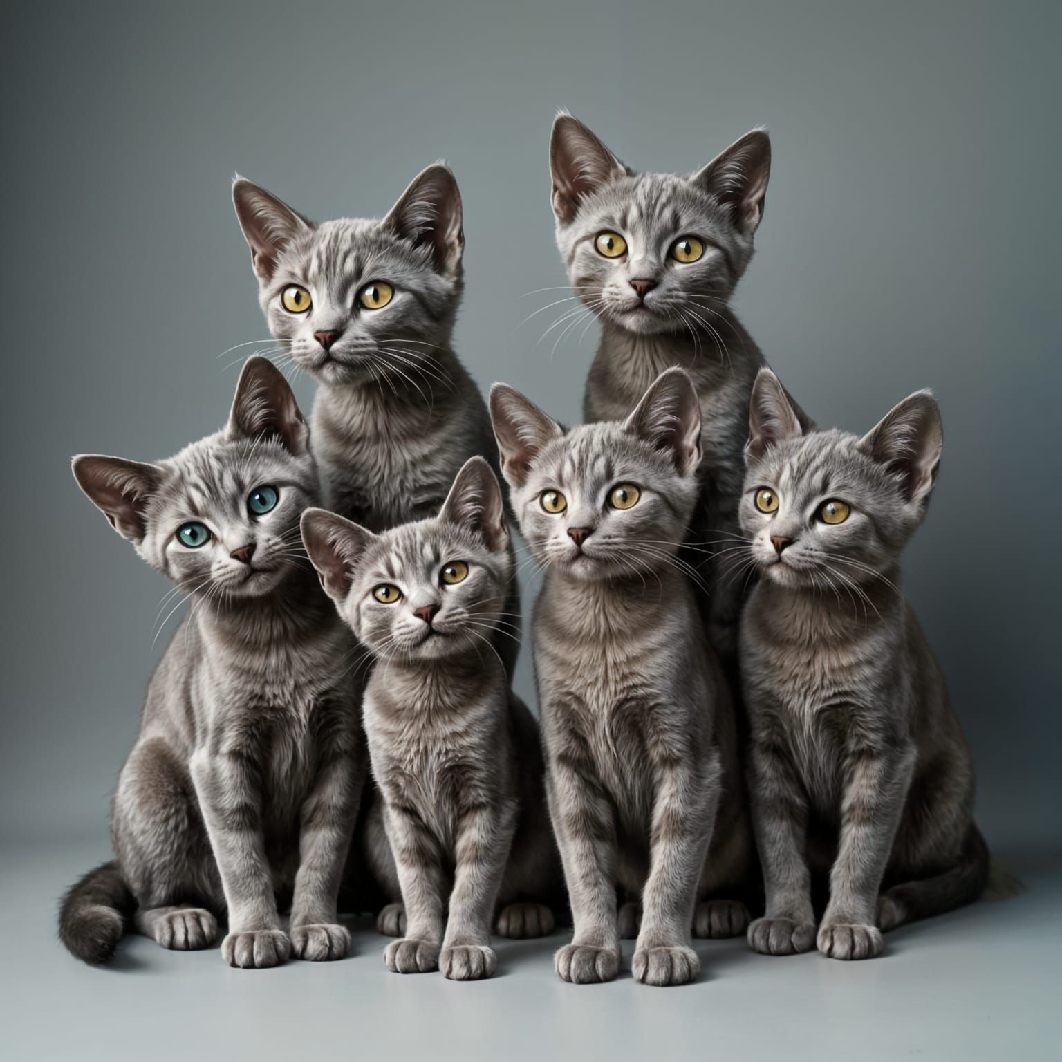 A family group of gray cats (3)