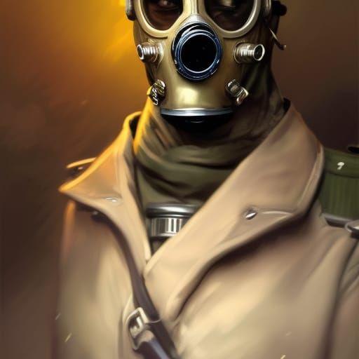 Creature soldier wearing gasmask WW1 theme