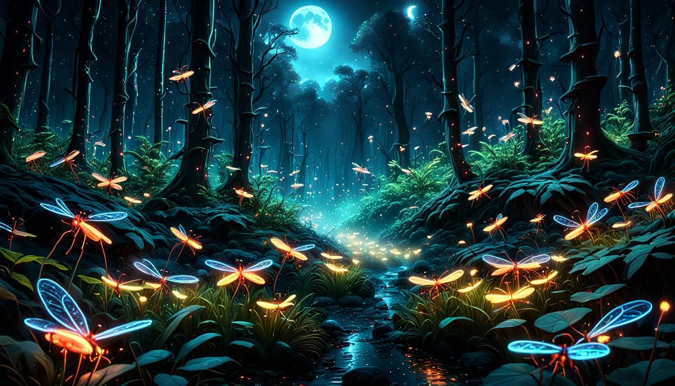 Glowing Neon Fireflies