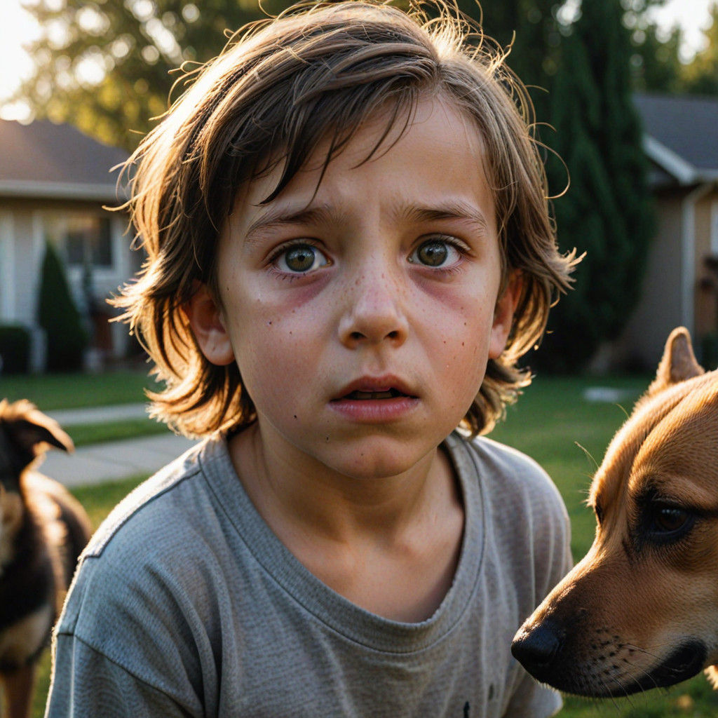 Shadows of Fear - Close-up of a Child's Terror