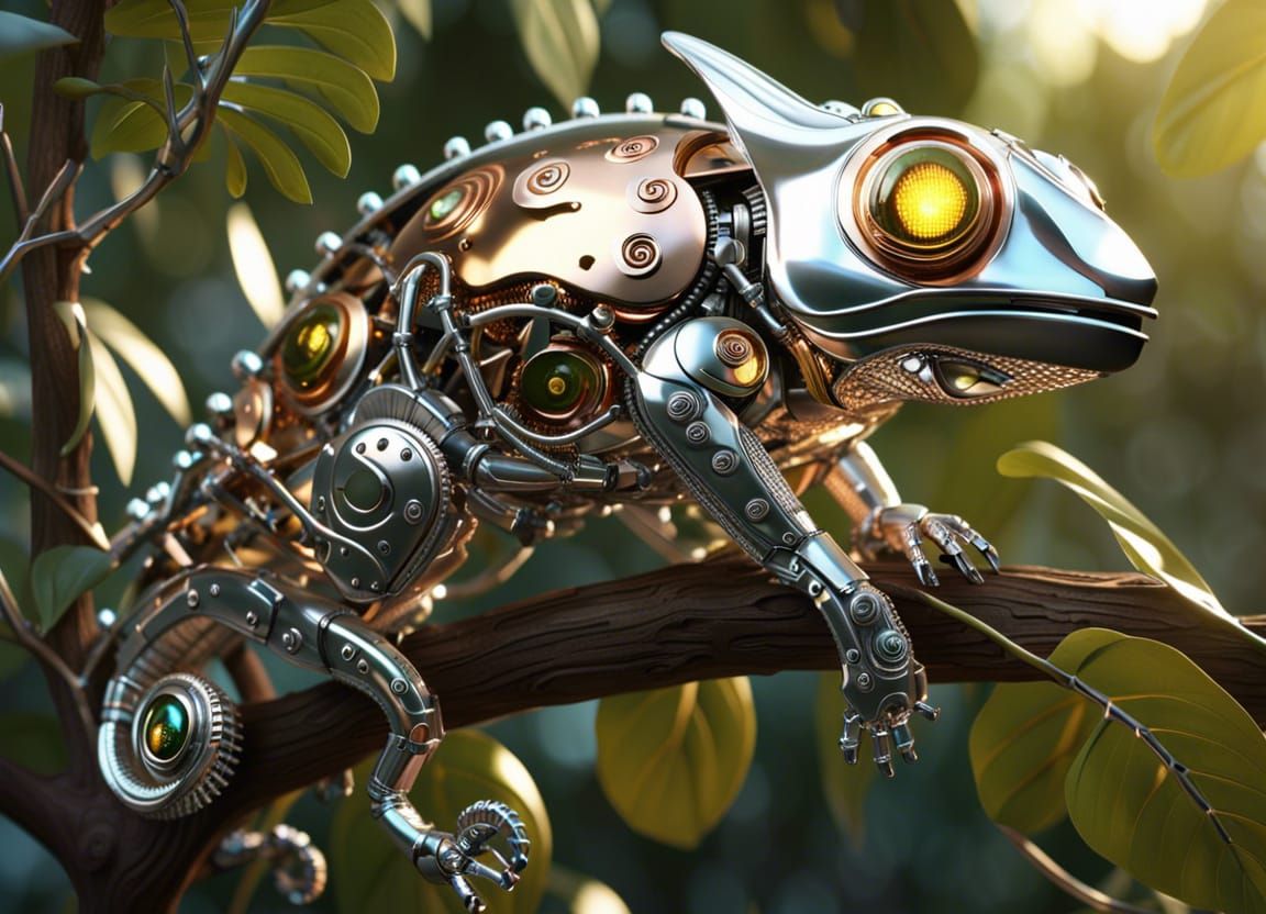 My steampunk chameleon isn't blending in very well  by @IAmNoArtist