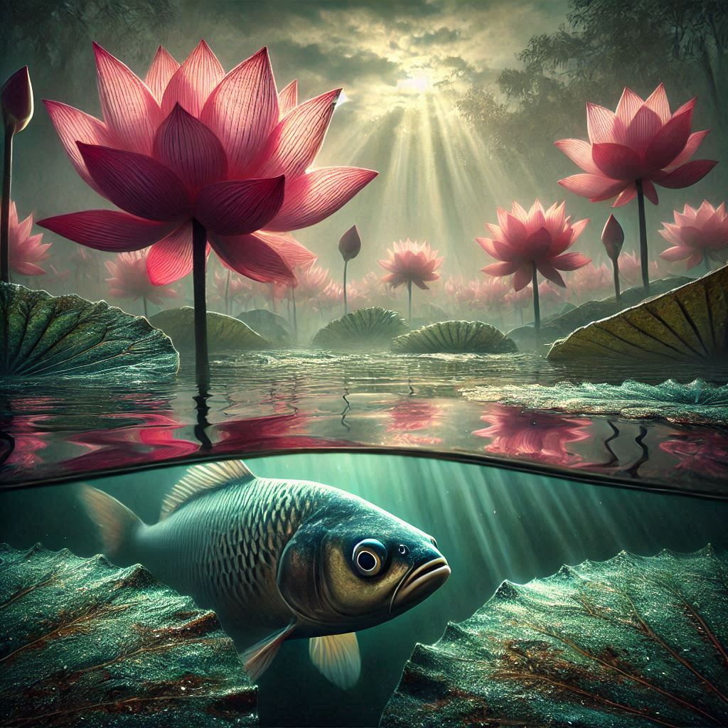 Sureal magic lotus flowers