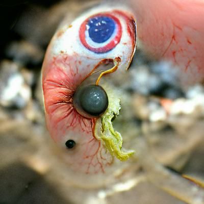Eyeball with worms coming out of it