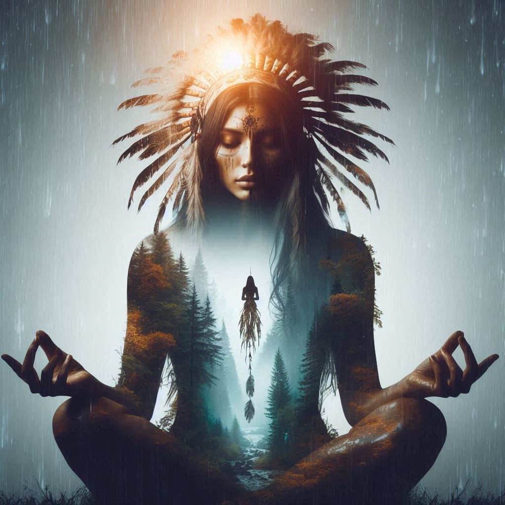 double exposure beautiful fantasy DALL-E 3 portrait landscape..