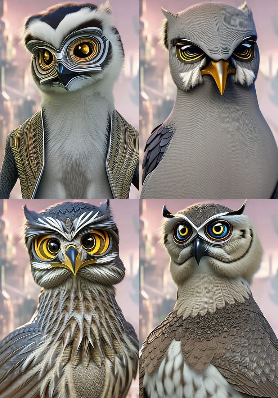 Closeup of an dapper owl in a suit by tom ford, CGSociety, Illumination