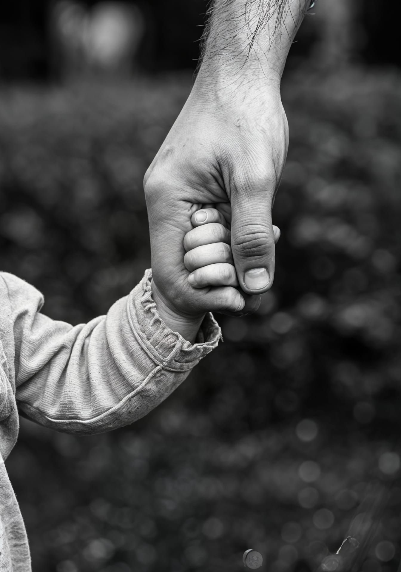 Toddler's Hand in Man's Hand: Protection and Trust