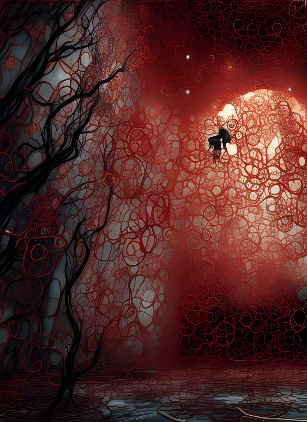 Surreal Figure Expressing Regret in Digital Painting