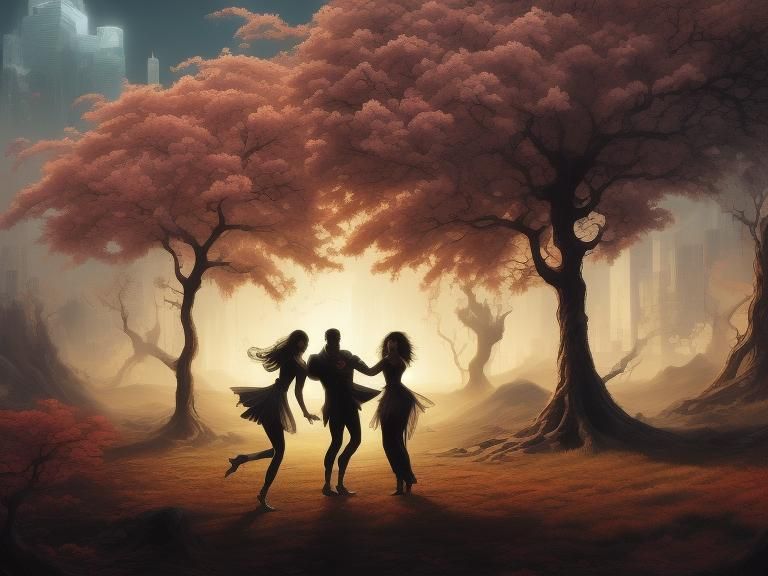 Dancing Three Under Trees