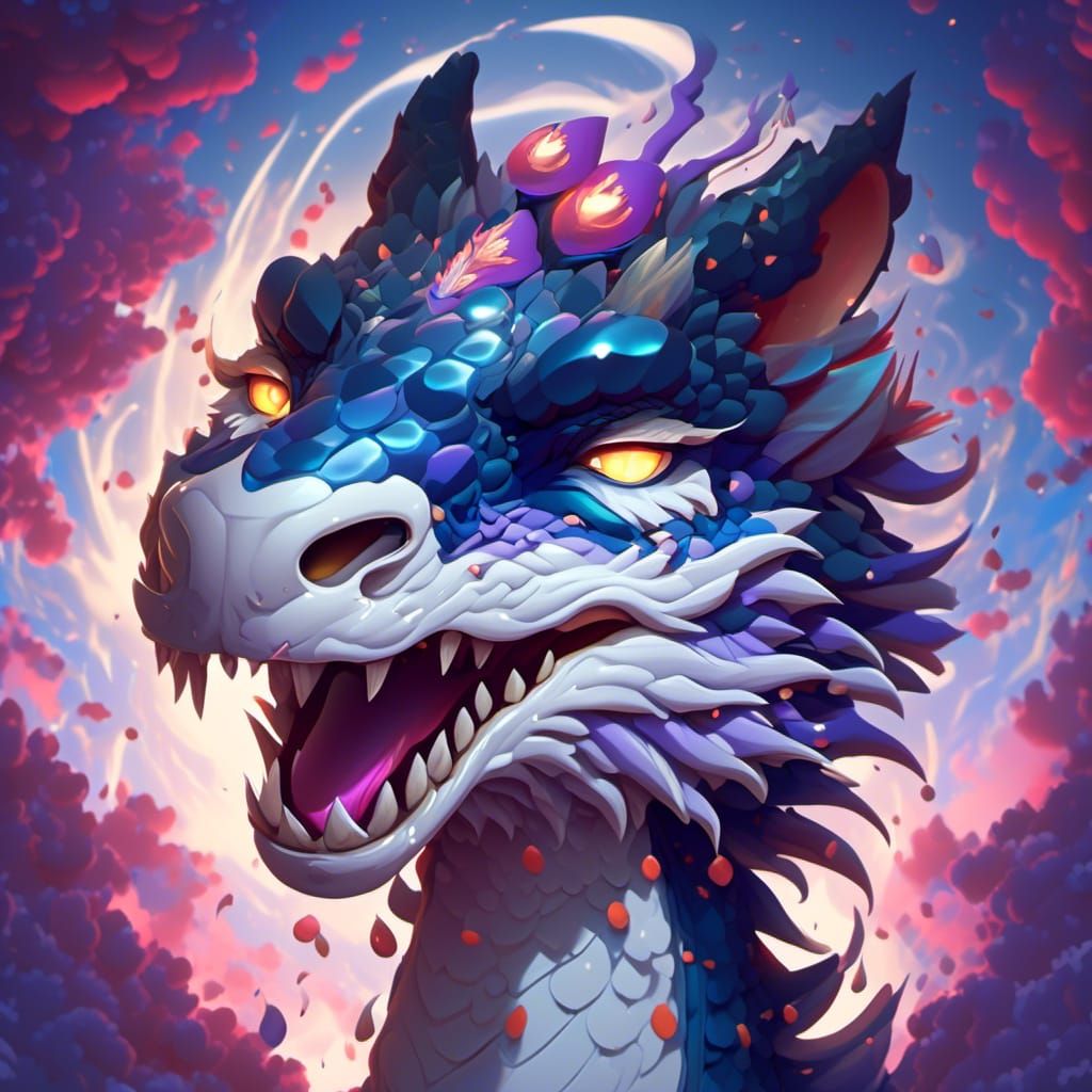 Adorable Three-Eyed Dragon Portrait in Anime Style