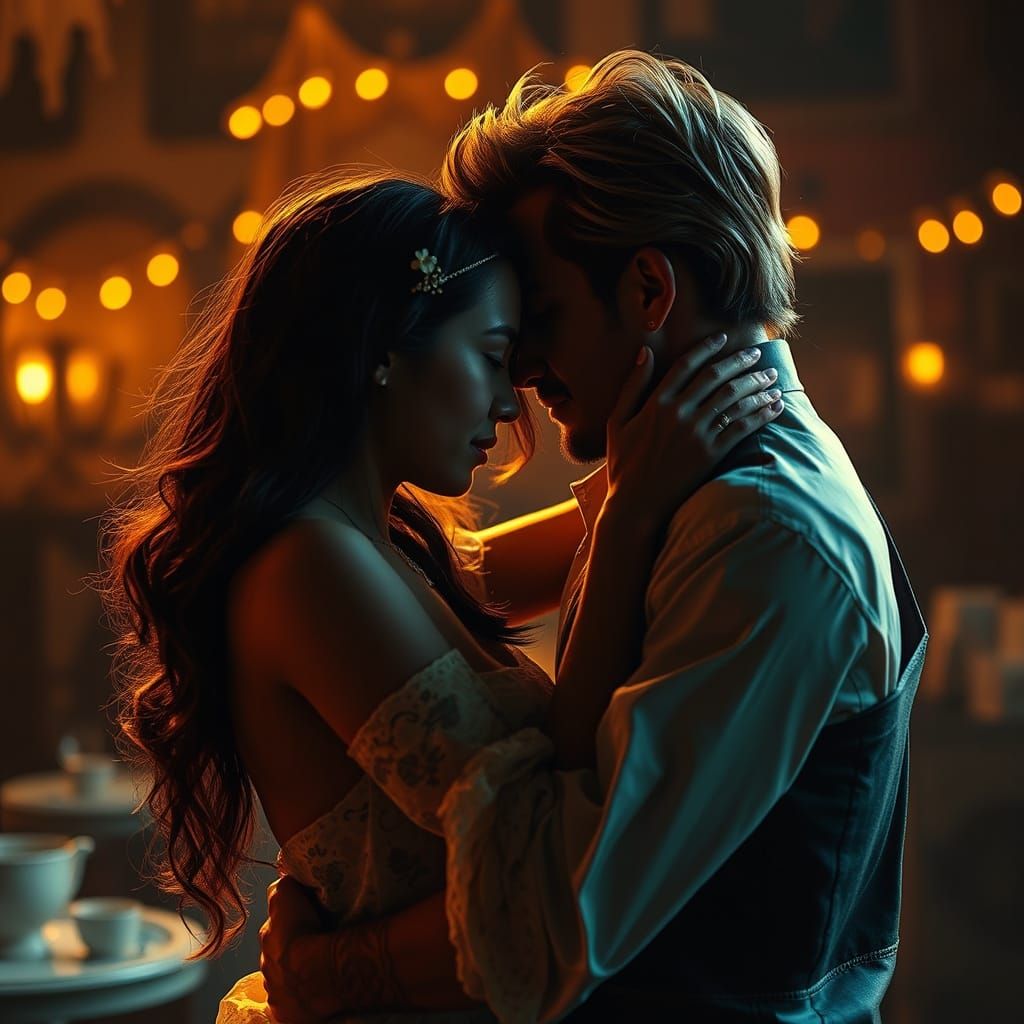 Ethereal Film Noir Romance Scene