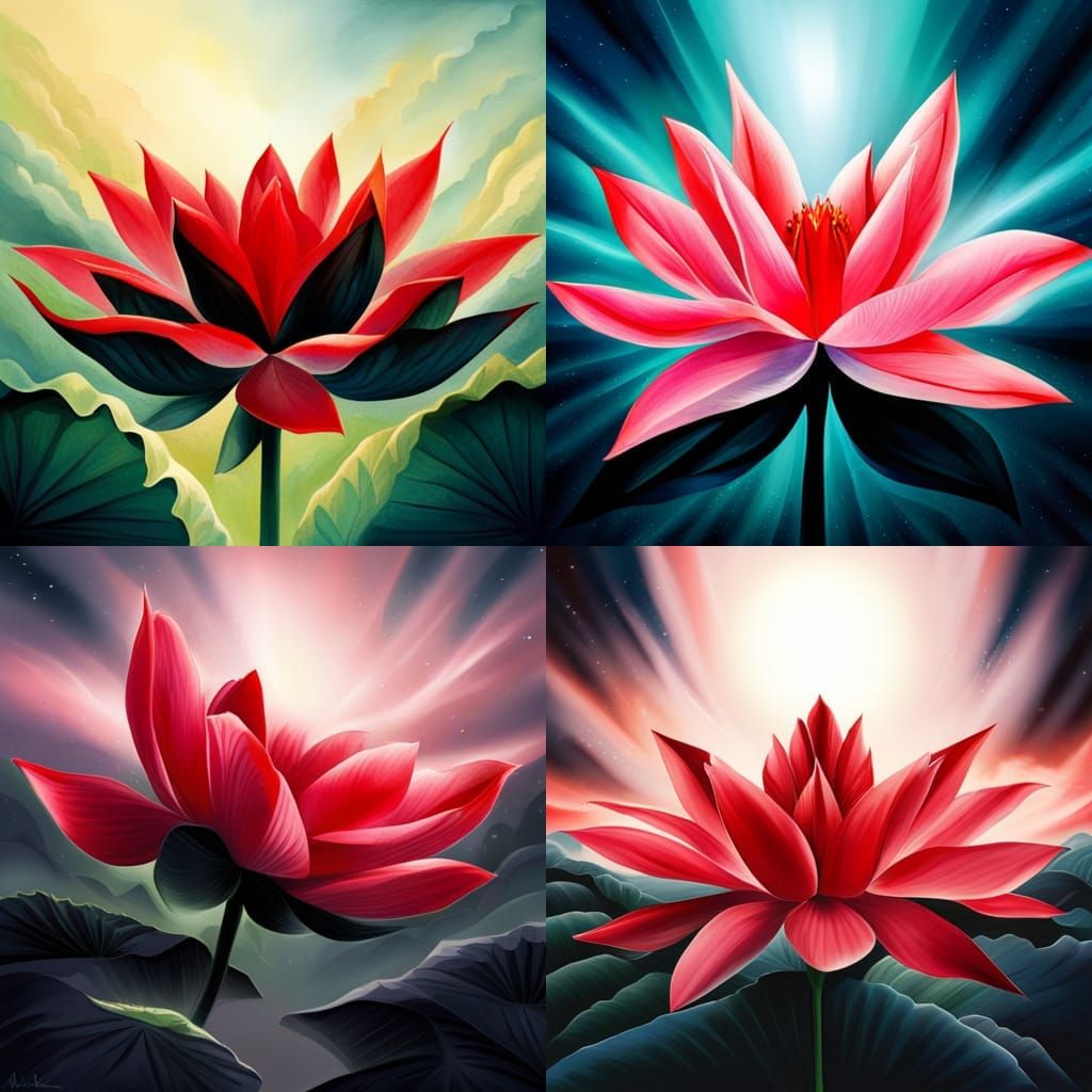 black and red lotus, in heaven