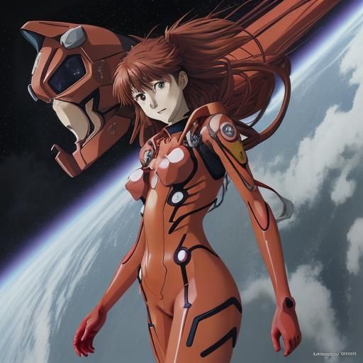 Evangelion, Asuka wearing red plugsuit