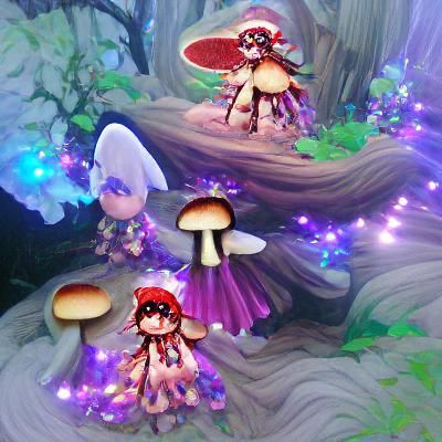 Beautiful mushroom fairy in a mystical forest