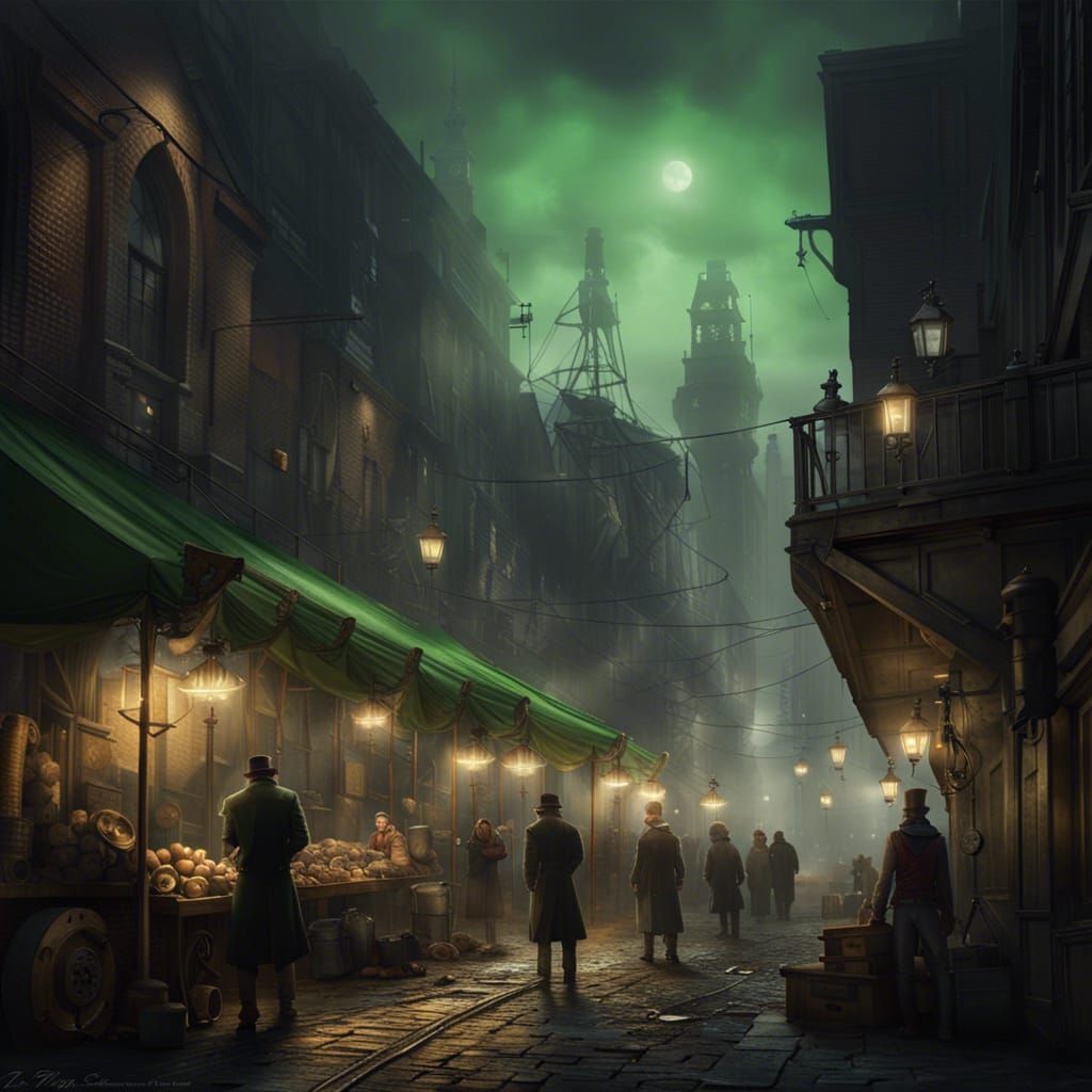 Dystopian Steampunk Farmers Market - Ai Generated Artwork - Nightcafe 