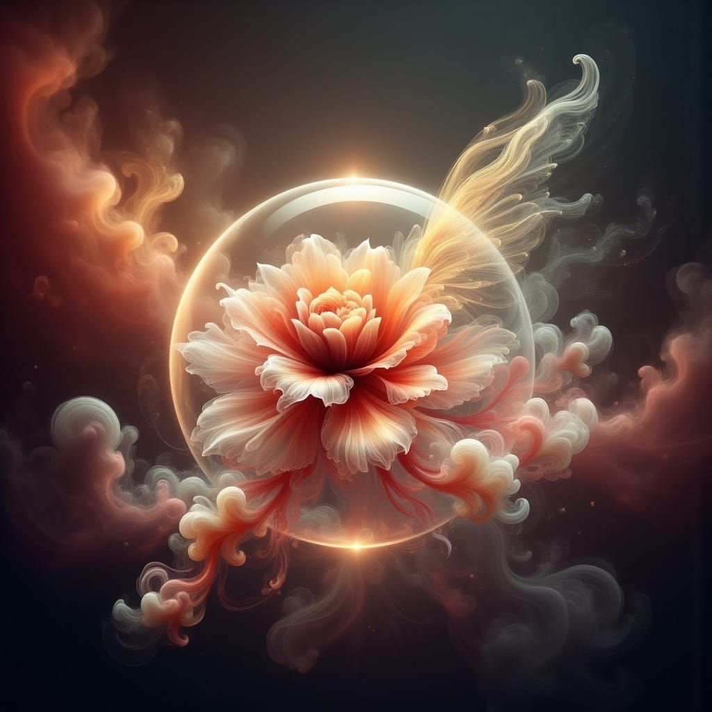 Luminous Sphere with Melting Rose in Cosmos