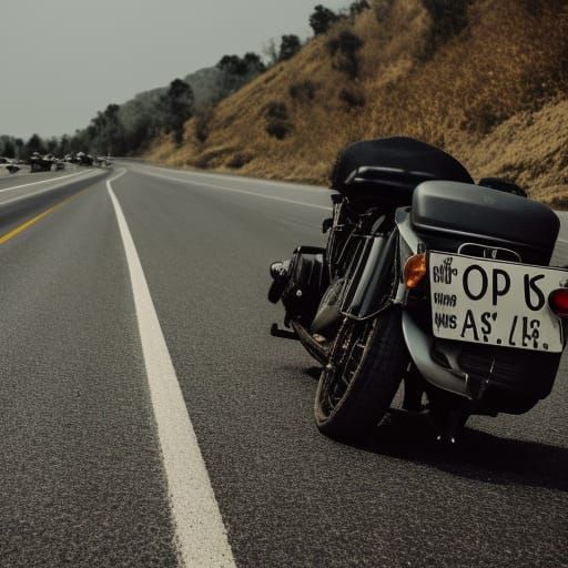 Open road with parked motorcycles no people