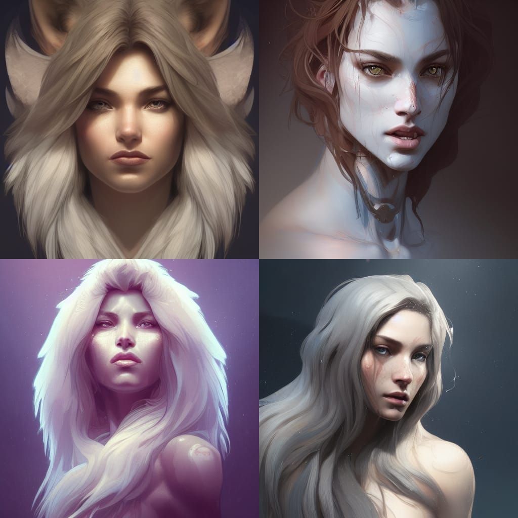 Human face with wolf hair