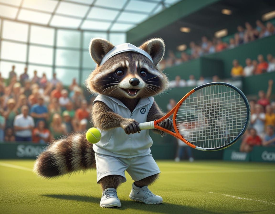 Raccoon Tennis Player  by @Superbear