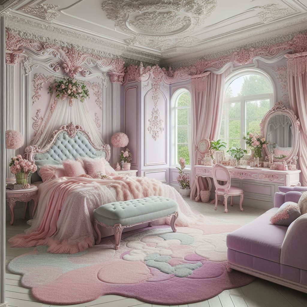 Maximalist rococo bedroom for a teenage girl in a maximalist rococo ...