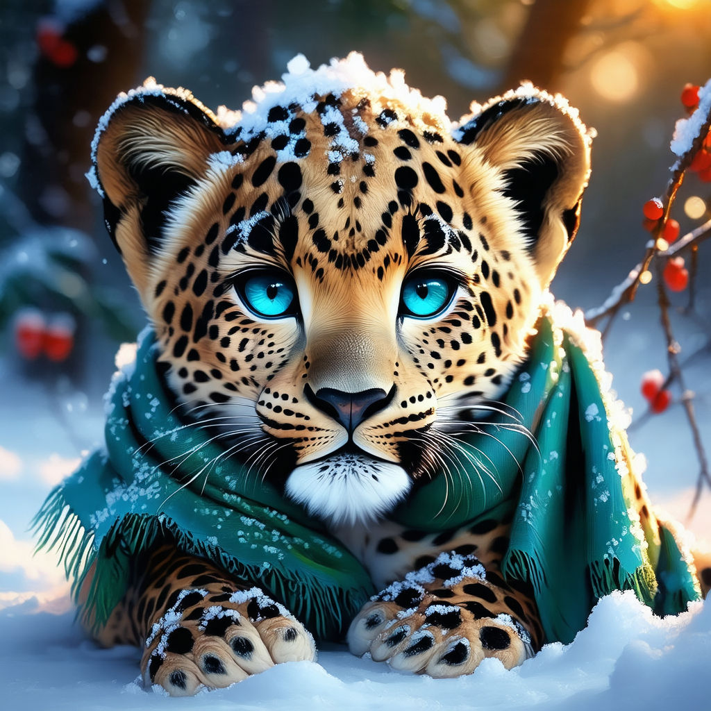 Snow Leopard in snow #2
