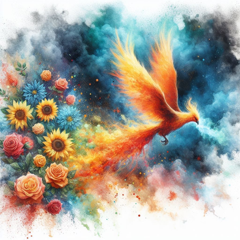 Realistic watercolor phoenix