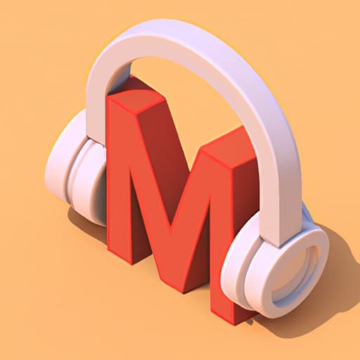An Icon of the letter M wearing headphones in 3d render isometric perspective retroism