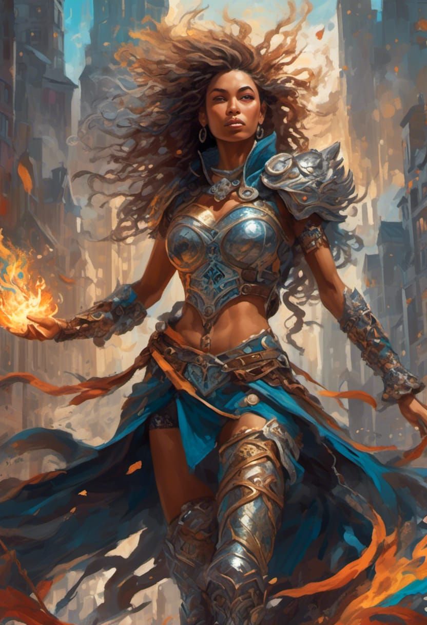 <lora:NC Hyperreal:1.0> Vigilant, powerful anarchist, Libertas Esto Perpetua, clad in intricate, mythical armor with flowing, windswept cloa...