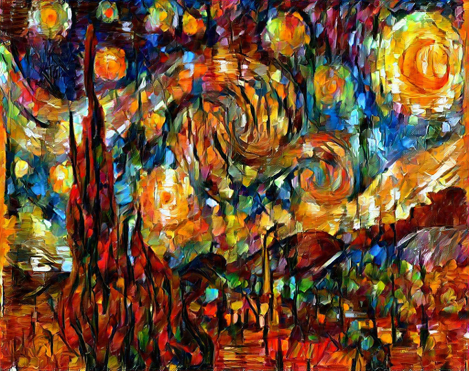 starry night as painted by leonid afremov