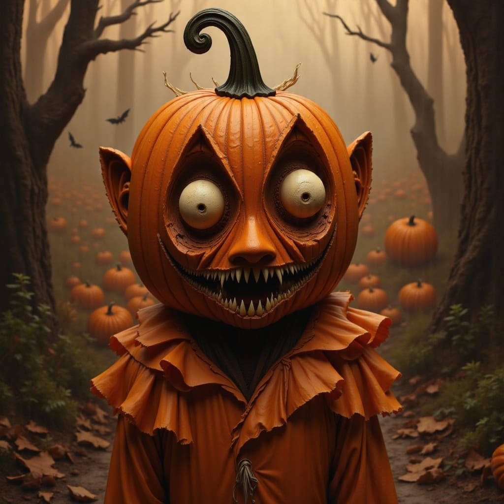 <lora:Halloween:1.2>broken Halloween pumpkinhead