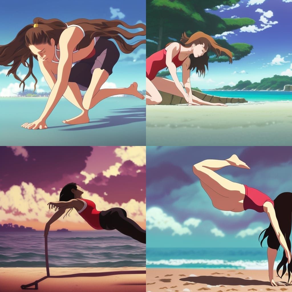 Girl Gymnasts Doing a Backbend - AI Generated Artwork - NightCafe Creator