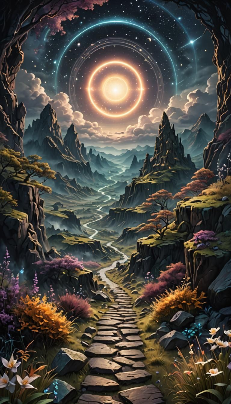 dull dark muted colors. spiritual path, ascension to other r...