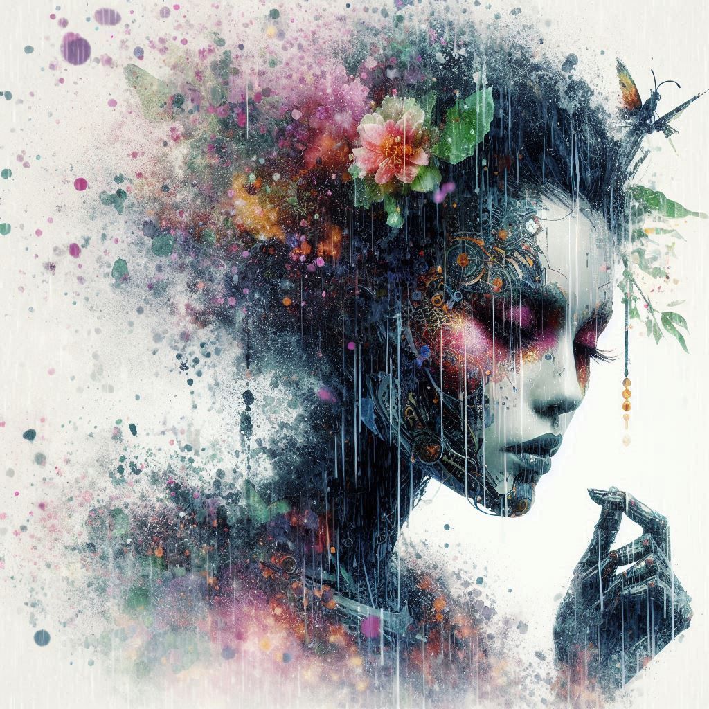double exposure beautiful fantasy DALL-E 3 portrait landscap...
