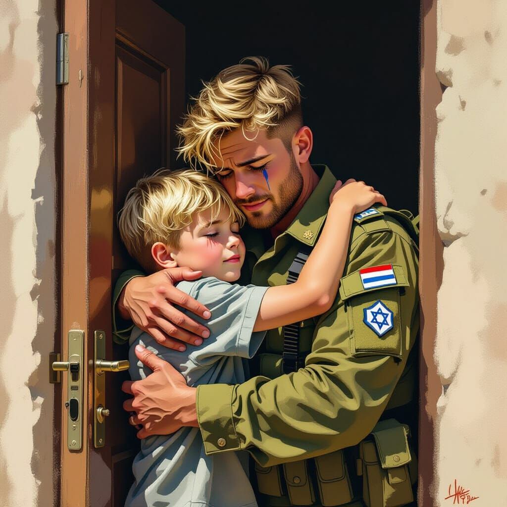 Soldier Hugs Son After Army Return