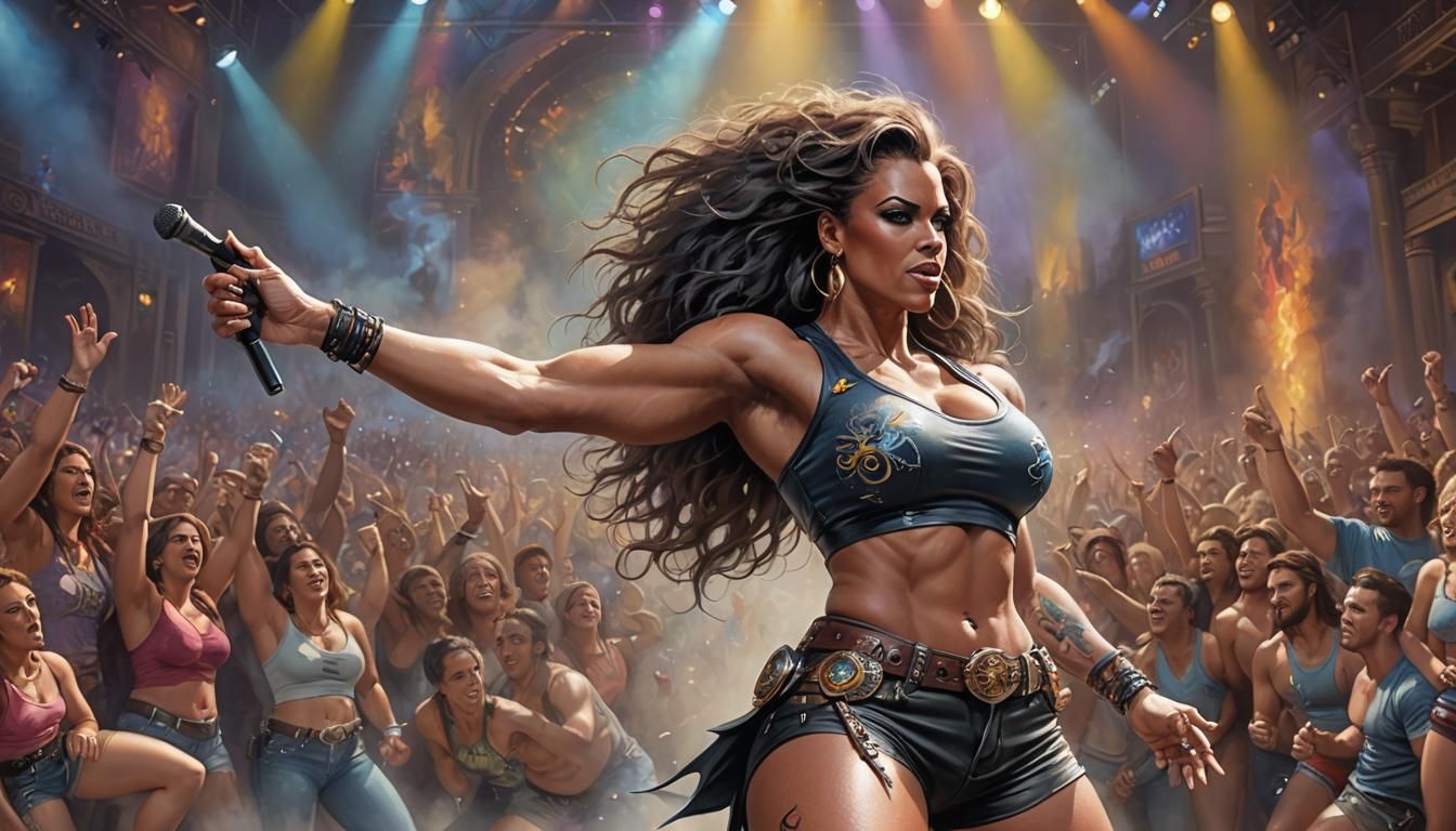 A daring depiction of a rock star, her revealing outfit and ...