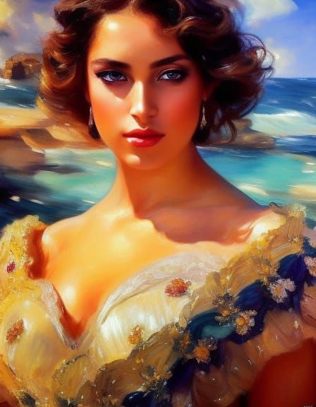 A woman, beautiful, hyperrealistic, shining skin, beautiful ...