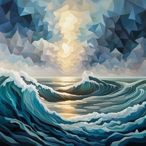 palette oil painting effects blended with glass mosaic effects of an