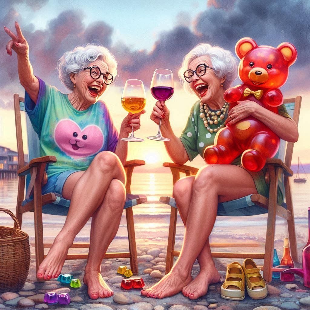 Besties, Wine and Gummy Hour!