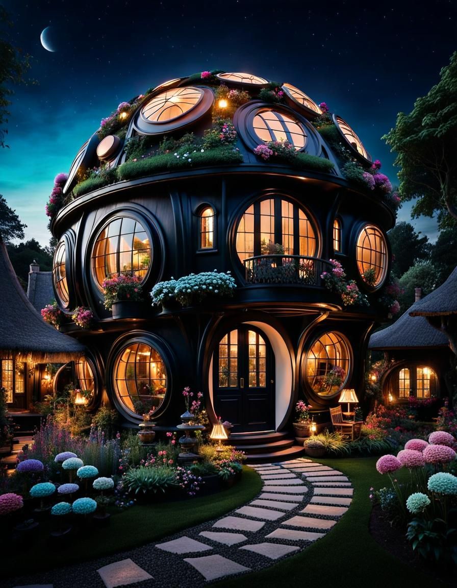 Surreal Flower House with Bohemian Shutters