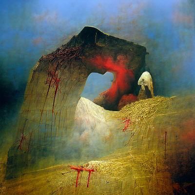 devil cries on Golgotha mountain Zdzisław Beksiński