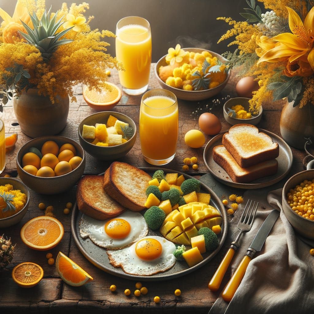 yellow-themed breakfast