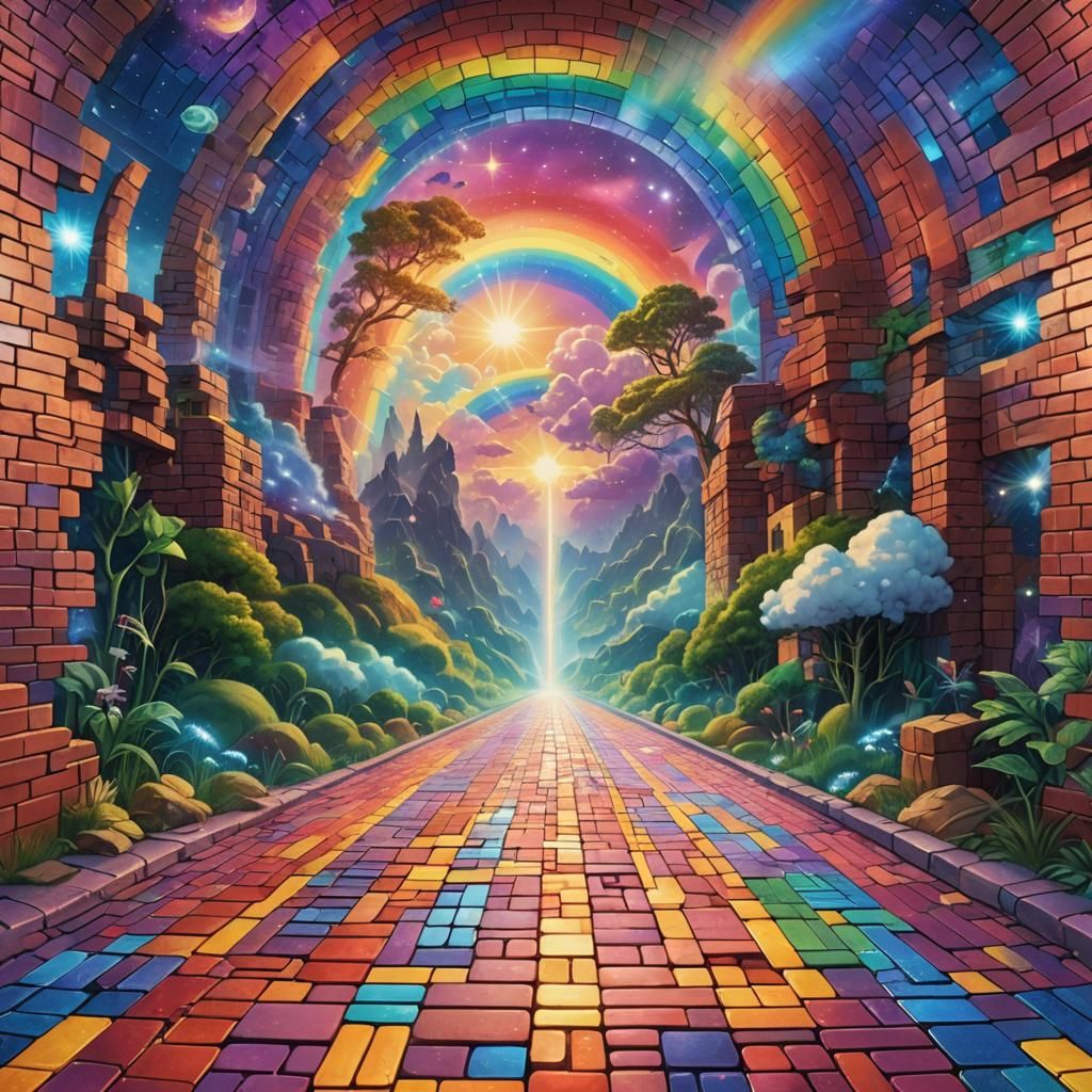 Brick Road above rainbows and sunshine