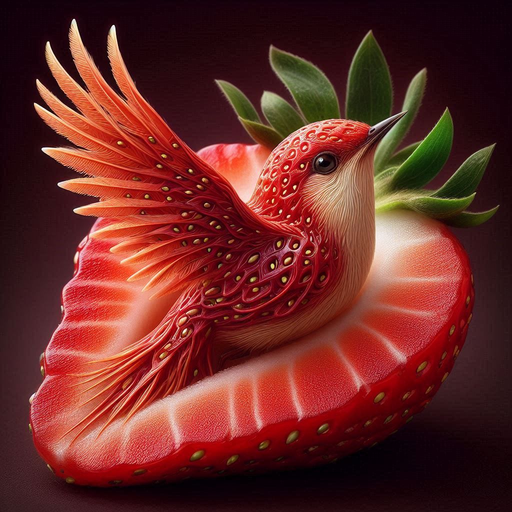 Strawberry bird  by @Ramoneses
